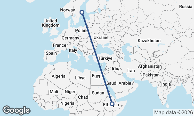 Ethiopia to Sweden