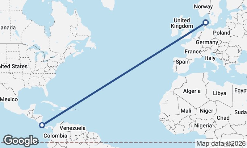 Costa Rica to Denmark