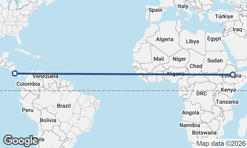 Costa Rica to Ethiopia