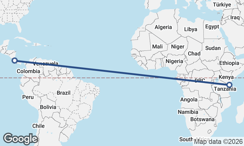 San José to Mombasa