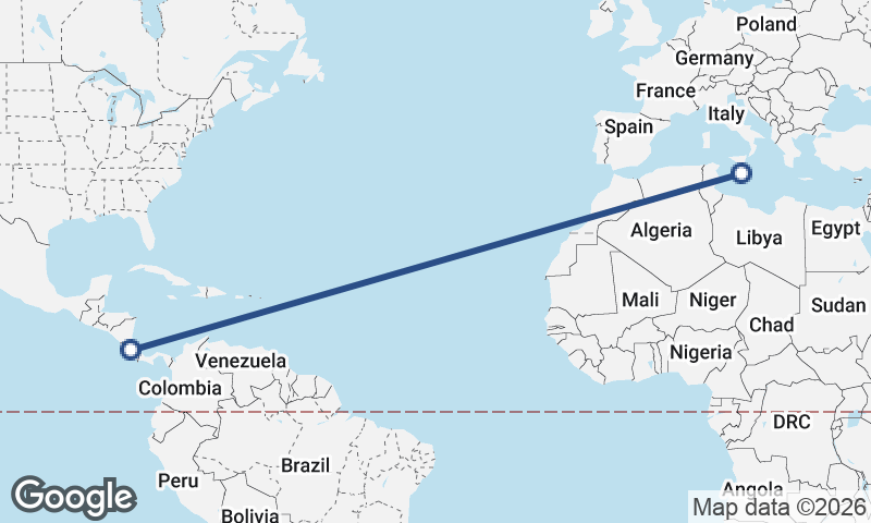 San José to Valletta