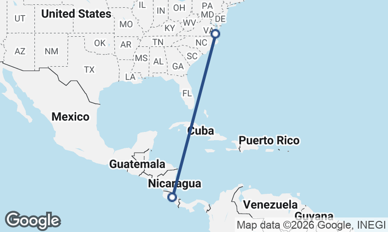 San José to Norfolk