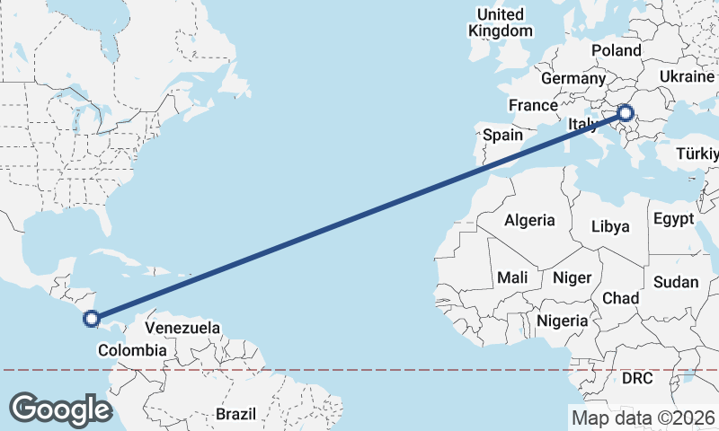 San José to Belgrade