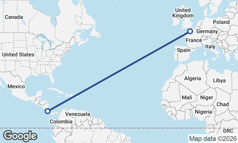 San José to Le Havre