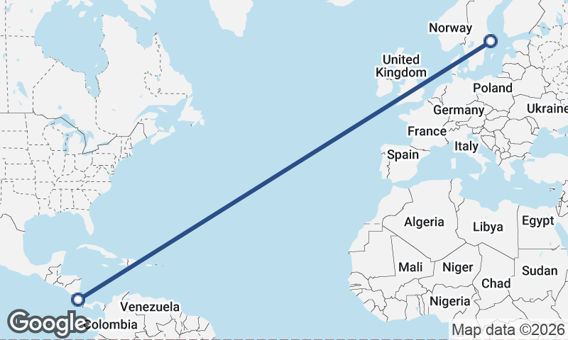 San José to Stockholm