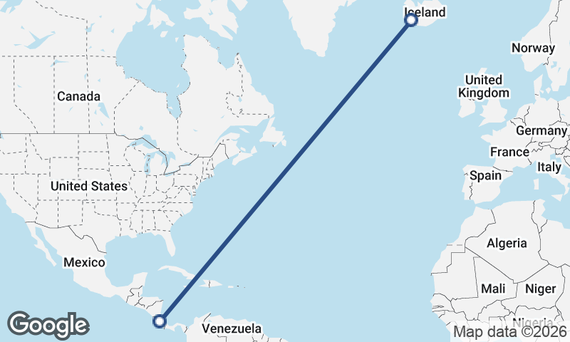 San José to Reykjavík